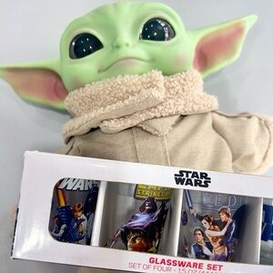 Disney Star Wars Grogu Plush Toy & Retro Glassware Set